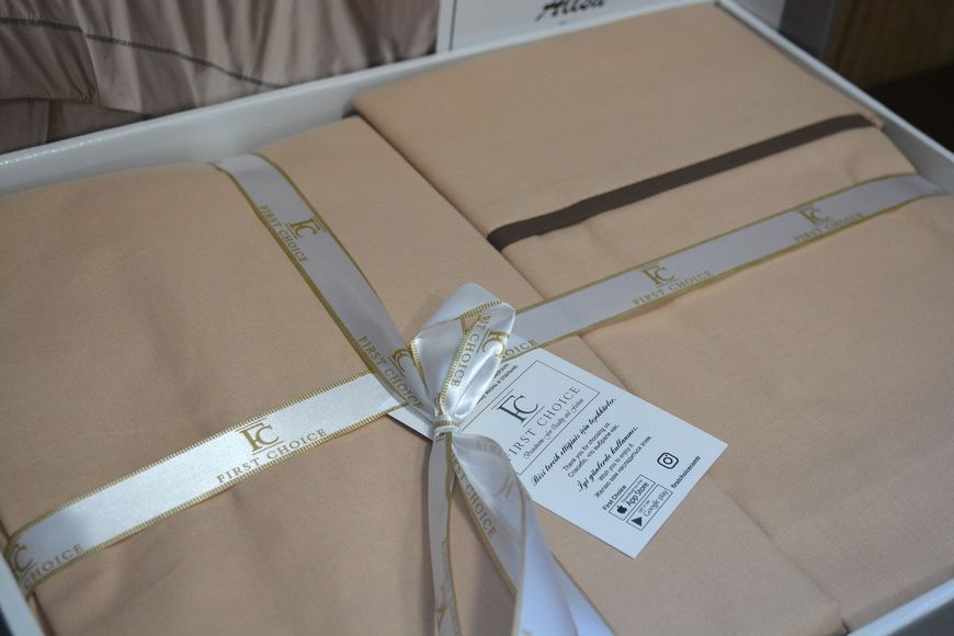 Постільна білизна First Choice Alisa Ekru Євро Ranforce Deluxe 200 х 220 см 31284 фото