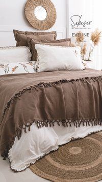 Комплект постільної білизни Saheser Stonewashed Eveline 200 х 220 см Kahve 41650 фото