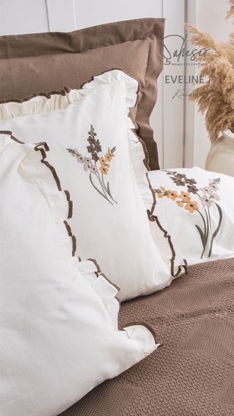 Комплект постільної білизни Saheser Stonewashed Eveline 200 х 220 см Kahve 41650 фото