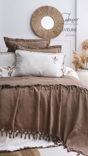 Комплект постільної білизни Saheser Stonewashed Eveline 200 х 220 см Kahve 41650 фото