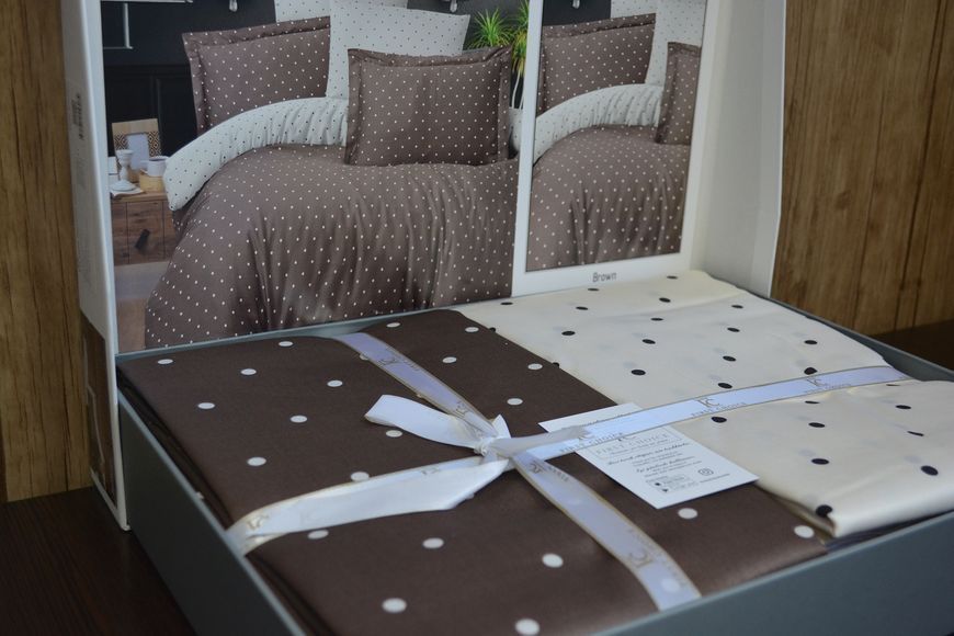 Постільна білизна First Choice Cotton Satin 160 х 220 см Point Brown 40004 фото