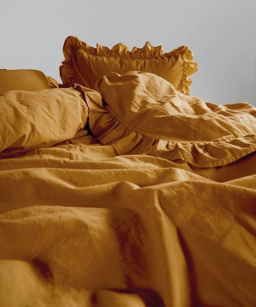 Постільна білизна Limasso Stonewashed Exclusive  200 х 220 см Mustard 31666 фото