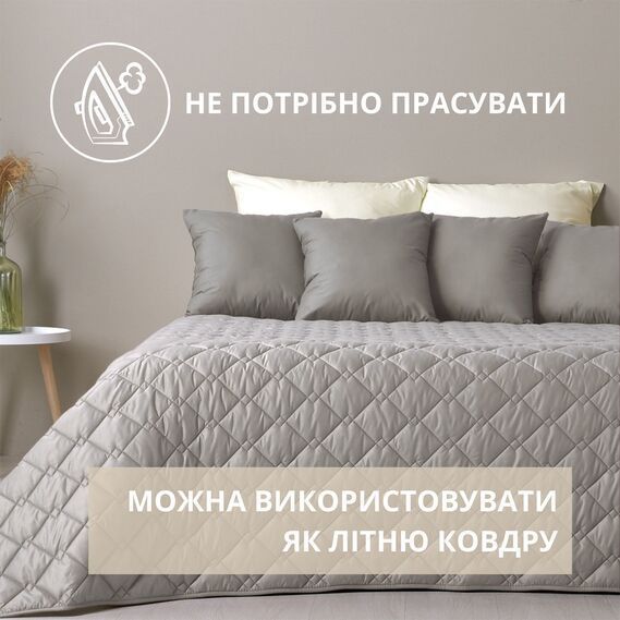 Покрывало на кровать Стиль Cube 140х210 см IDEIA двухстороннее, прочная стежка ткани, антиаллергенное волоконо серый/беж 32403-003 фото