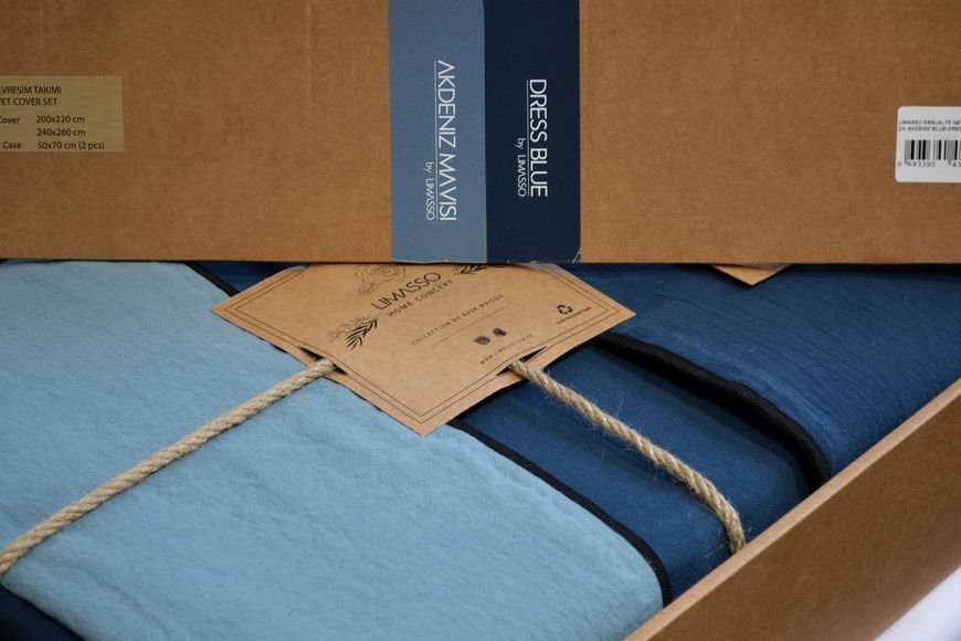 Постільна білизна Limasso Stonewashed Essualte 200 х 220 см Akdeniz Mavisi-Dress Blue 40975 фото