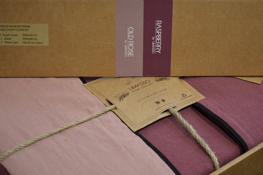 Постільна білизна Limasso Stonewashed Essualte 200 х 220 см Old Rose-Raspberry 40969 фото