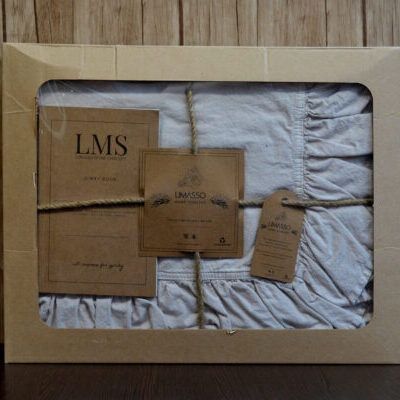 Постільна білизна Limasso Stonewashed Exclusive 160 х 220 см сімейний Natural Krem (Nastya), з рюшами 40334 фото