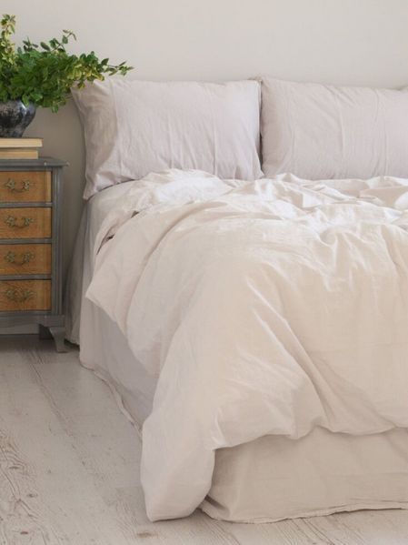 Постільна білизна Limasso Stonewashed Ranforse 200 х 220 євро Natural Krem 31367 фото