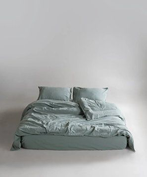 Постельное белье Limasso Stonewashed Standart 160x220 полуторное Natural Green, вареный хлопок  31481 фото