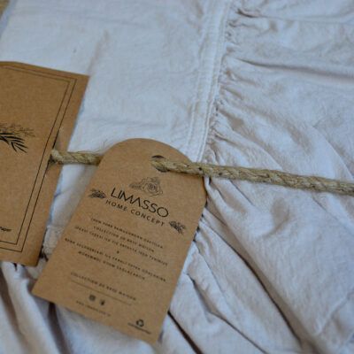 Постільна білизна Limasso Stonewashed Exclusive 160 х 220 см сімейний Natural Krem (Nastya), з рюшами 40334 фото
