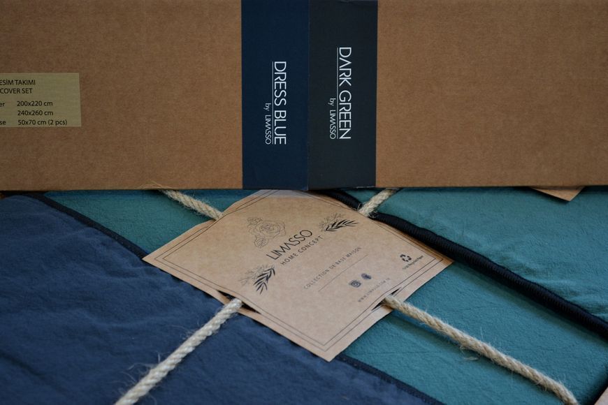 Постільна білизна Limasso Stonewashed Essualte 200 х 220 см Dress Blue-Dark Green 40972 фото