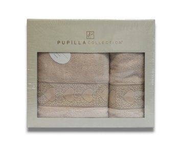 Набір бамбукових рушників Pupilla Love 2 шт. Bej 30534 Bej фото
