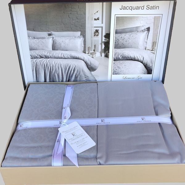 Постільна білизна First Choice Jacquard Satin 200 х 220 см Lamone Grey 1939-22 фото