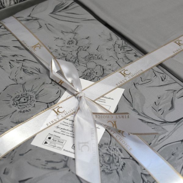 Постільна білизна First Choice Cotton Satin 160 х 220 см сімейний Advina Grey 31266 фото