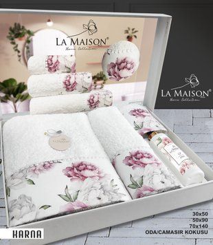 Подарунковий набір рушників La Maison, 3 шт. з ароматом Karna 30265 фото