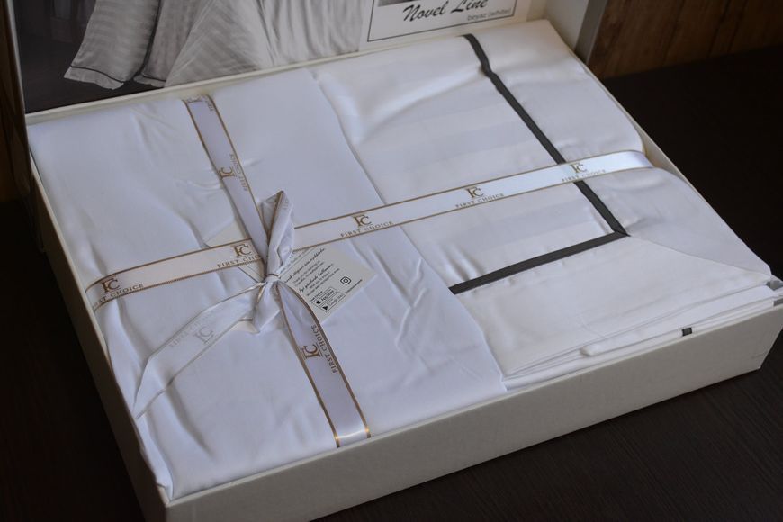 Постельное белье First Choice Novel Line White Полуторное Deluxe Satin 160 х 220 см  31145 фото