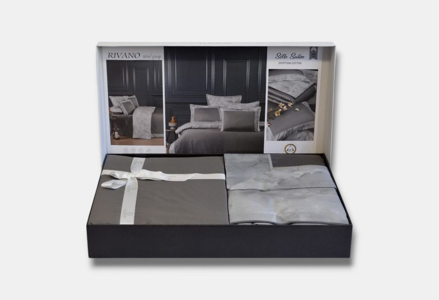 Постільна білизна La Romano Silk Satin 200&times;220 см Rivano Steelgrey 40789 фото