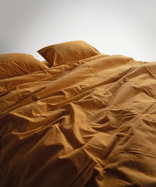 Постільна білизна Limasso Stonewashed Ranforse 200 х 220 євро Mustard 31351 фото