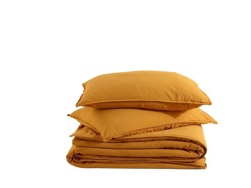 Постільна білизна Limasso Stonewashed Ranforse 200 х 220 євро Mustard 31351 фото