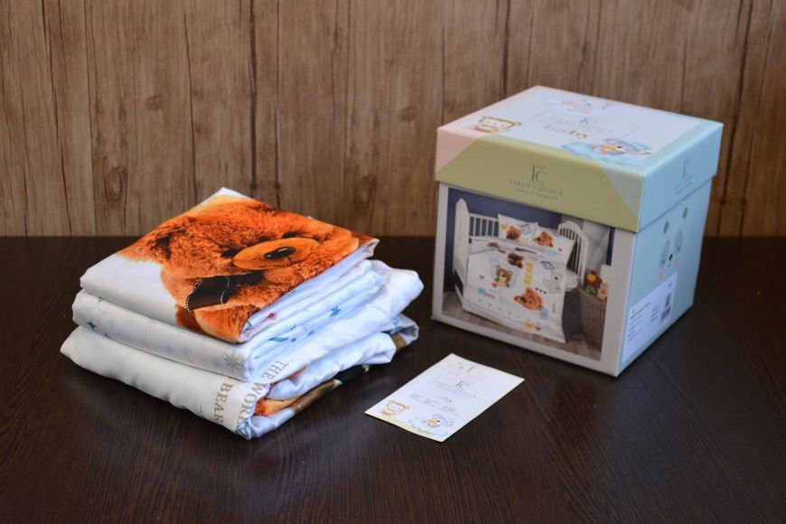 Постільна білизна для новонароджених First Choice Baby Digital Satin 100х150 см. Bear 31811 фото