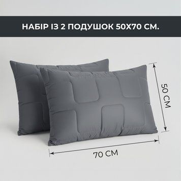 Набор подушек 2 шт 50х70 см ManMaker IDEIA подушка серая гипоаллергенная с искусственным пухом и молнией в коробці 8-36309*001 фото