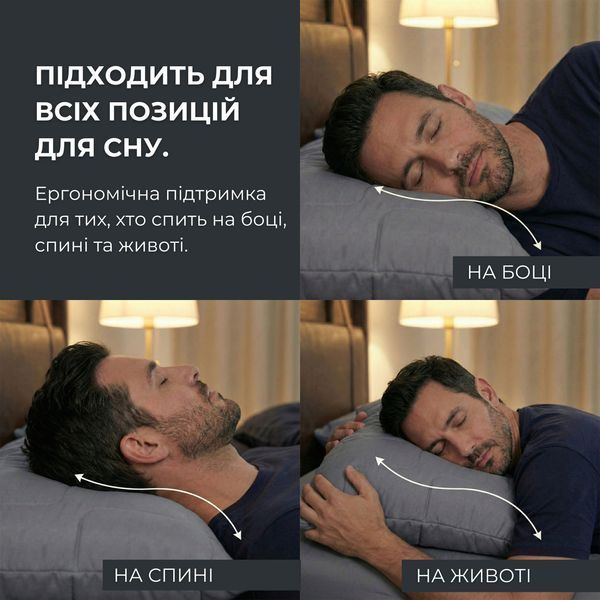 Набір подушок 2 шт 50х70 см ManMaker IDEIA подушка сіра гіпоалергенна, штучний пух, з блискавкою в коробці 8-36309*001 фото