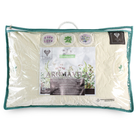 Подушка ортопедична IDEIA Aromavita 40х60 з гречаною лузгою, гречане лушпиння, гречиха, з гречкою, з гречаним лушпинням та саше з травами 8-30095 фото