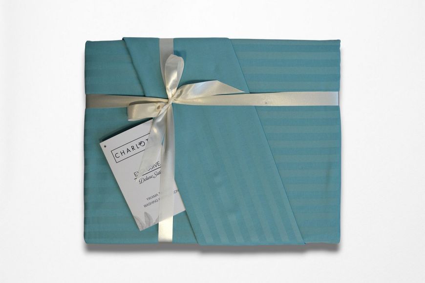 Постельное белье Charlotte Stripe Satin 200х220 Su Yesili Простыня: 160 х 200+30 см (на резинке) 41203 фото