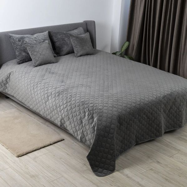 Покрывало велюровое ТЕП "VELOUR" Сіре/Ромб круглий 150х210см 4-00515_22391 фото