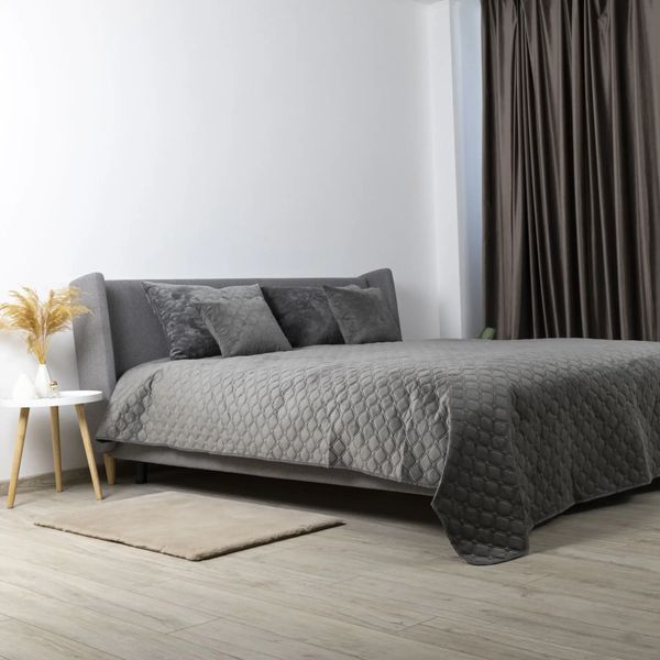 Покрывало велюровое ТЕП "VELOUR" Сіре/Ромб круглий 150х210см 4-00515_22391 фото