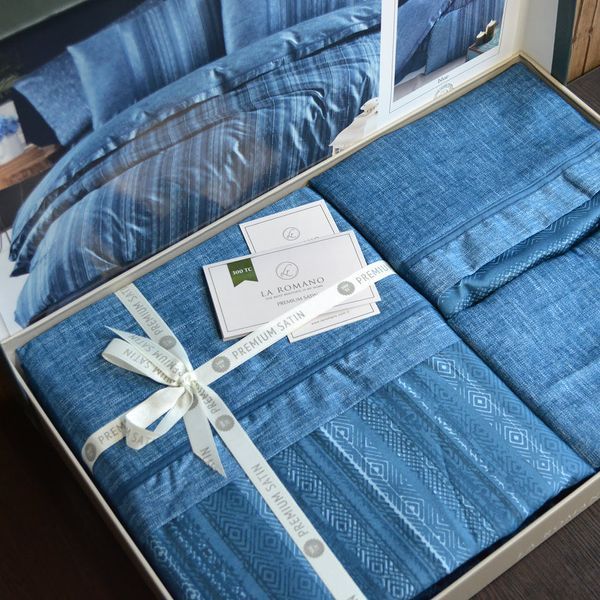 Постельное белье La Romano Premium Satin 200&times;220 см евро Talya Blue 31640 фото