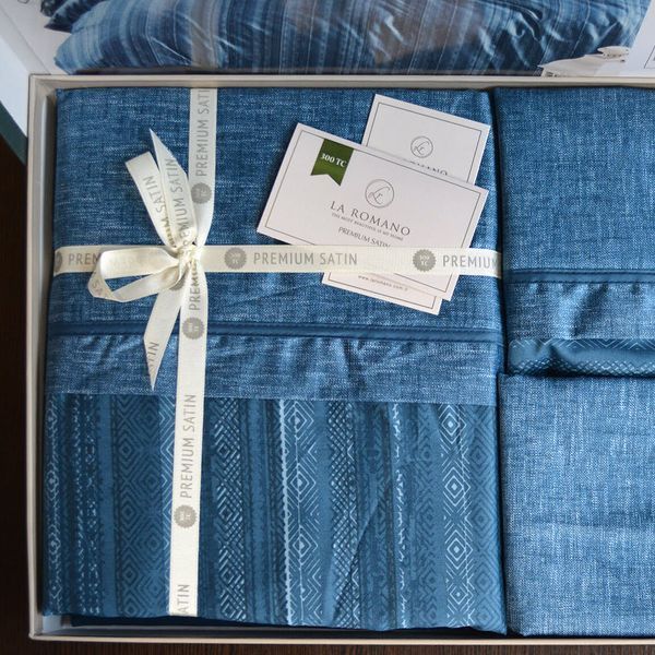 Постельное белье La Romano Premium Satin 200&times;220 см евро Talya Blue 31640 фото