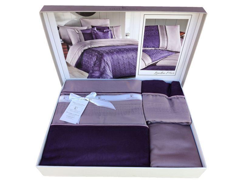 Постільна білизна євро комплект First Choice V.I.P Satin Moonlight 200 х 220 см London Purple 1937-10 фото