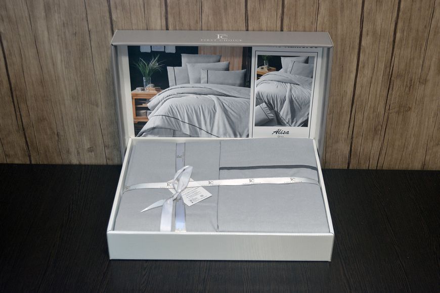 Постельное белье First Choice Alisa Grey Евро Ranforce Deluxe 200 х 220 см 31285 фото