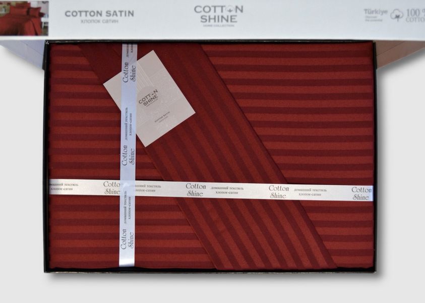 Постельное белье Cotton Shine Stripe Satin 200х220 Bordo 40041 фото