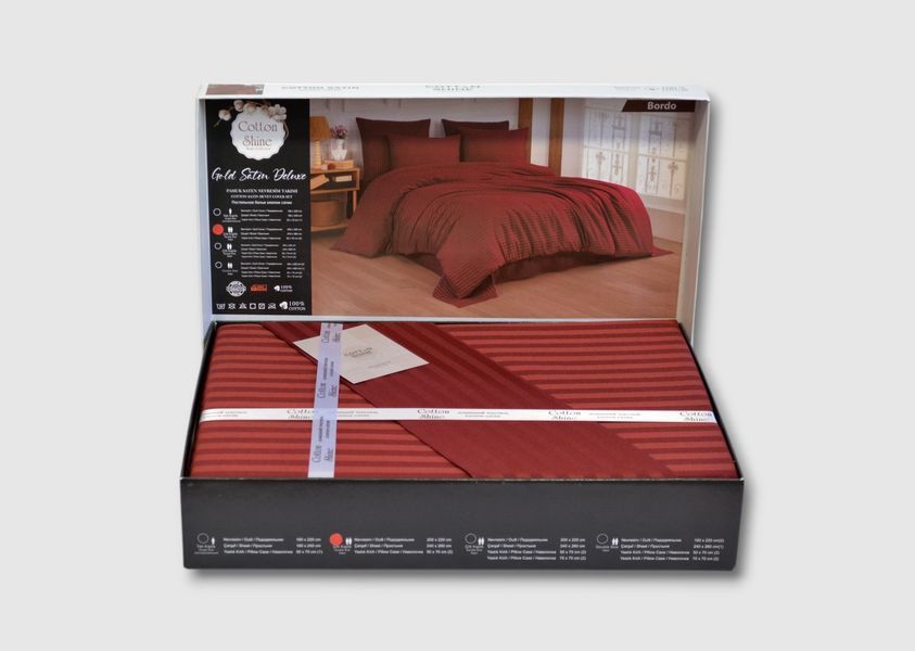 Постельное белье Cotton Shine Stripe Satin 200х220 Bordo 40041 фото