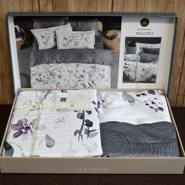 Постельное белье La Romano Premium Satin 200&times;220 см Delcina Grey , евро 31624 фото