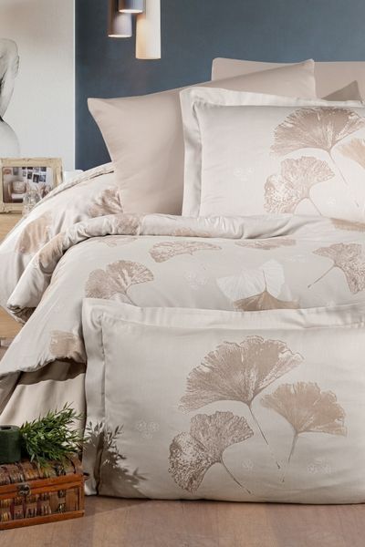 Постільна білизна First Choice Cotton Satin 160 х 220 см сімейна Sofira Beige 40438 фото