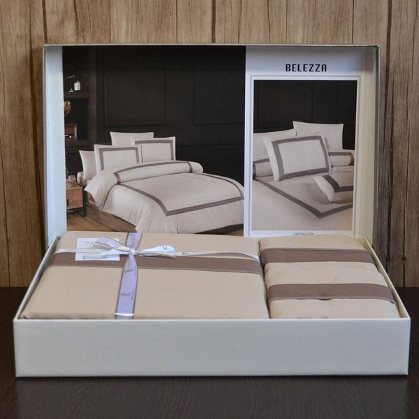 Постільна білизна First Choice Deluxe Satin 200 х 220 см євро Belezza Cappuccino 40295 фото