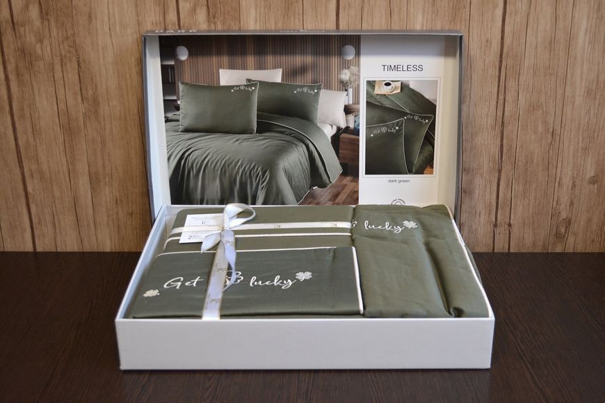 Постільна білизна First Choice Deluxe Satin 200 х 220 см Timeless Dark Green 31573 фото