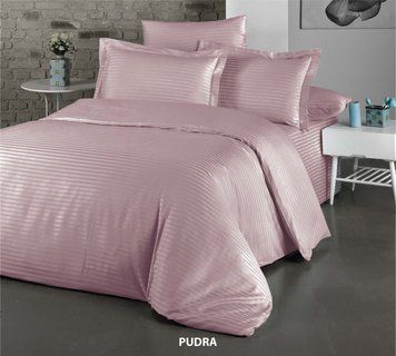 Постельное белье Cotton Shine Stripe Satin 200х220 Pudra 40097 фото