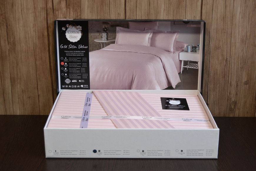 Постельное белье Cotton Shine Stripe Satin 200х220 Pudra 40097 фото