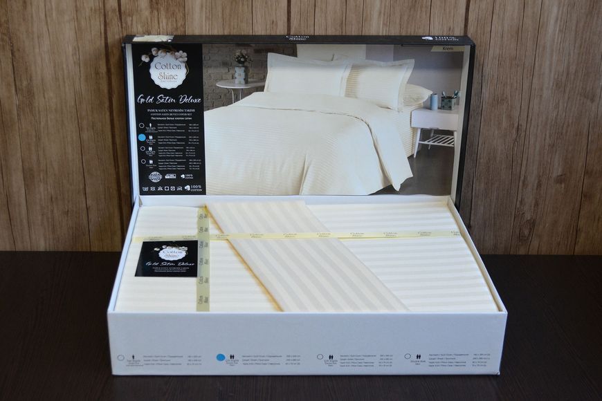 Постельное белье Cotton Shine Stripe Satin 200х220 Krem 40036 фото