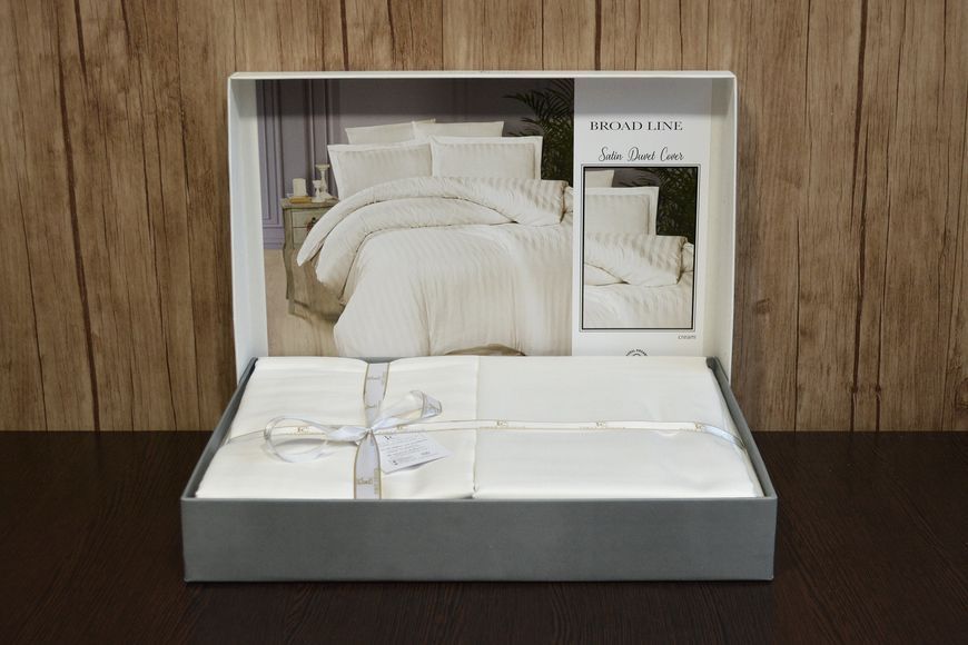 Постільна білизна First Choice Cotton Satin 160 х 220 см (сімейне)"Broad Line Cream" 31546 фото