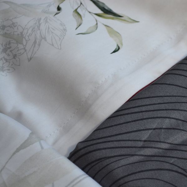 Постільна білизна La Romano Premium Satin 200&times;220 см Floral Grey, євро 31628 фото