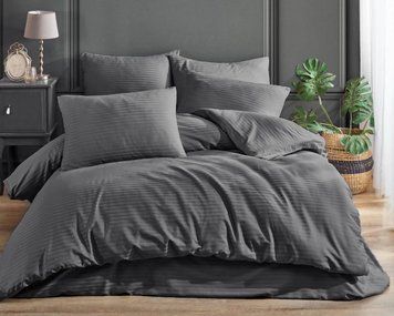 Постільна білизна Venica Mascuse Satin 200х220 см, простирадло 160х220+30 см Antrasit 41422 фото