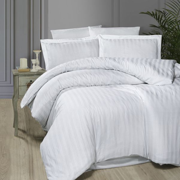 Постільна білизна First Choice Cotton Satin 160 х 220 см "Broad Line White" s-365-tek фото