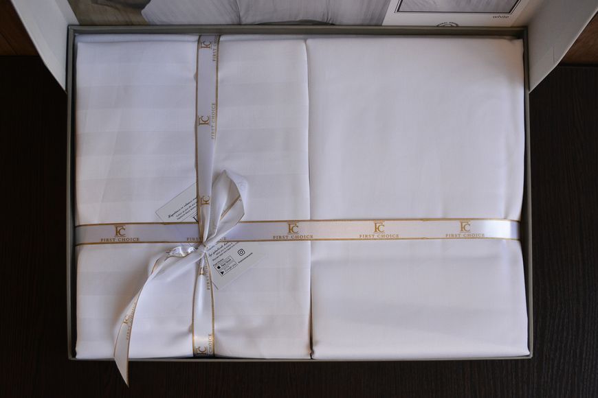 Постільна білизна First Choice Cotton Satin 160 х 220 см "Broad Line White" s-365-tek фото
