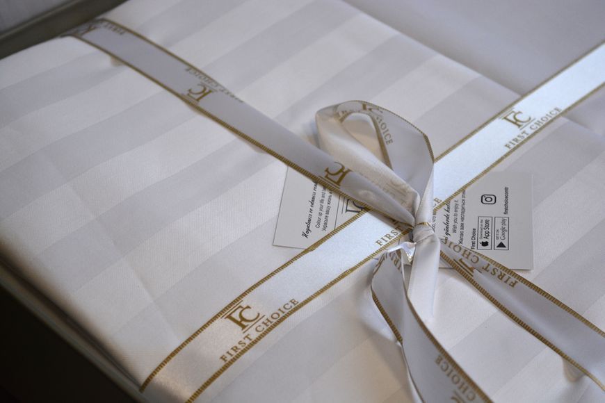 Постільна білизна First Choice Cotton Satin 160 х 220 см "Broad Line White" s-365-tek фото