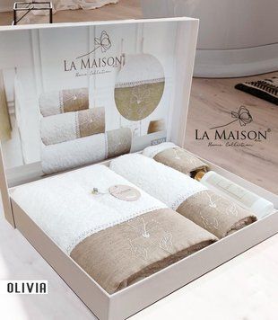 Подарунковий набір рушників La Maison, 3 шт. з ароматом Olivia 30171 фото