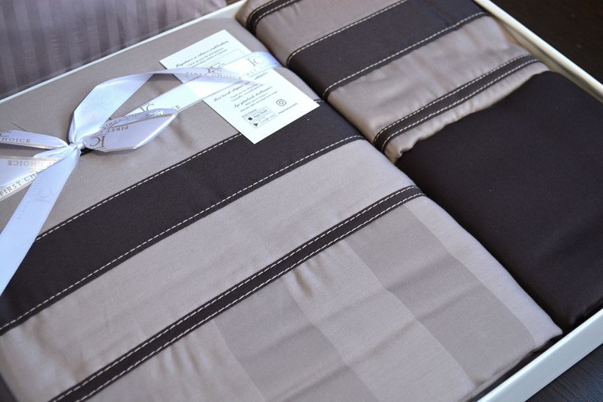 Евро комплект постельного белья First Choice Deluxe Satin 200 х 220 см Artwel Mink, евро 1938-42 фото